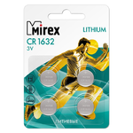 Батарейка Mirex CR1632-4BL Lithium, 3В, (4/216/648)