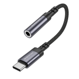 Переходник AUX, Type-C(m) - Jack 3,5mm(f) Borofone BV24, Graceful, 0.15м, цвет: серый