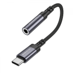 Переходник AUX, Type-C(m) - Jack 3,5mm(f) Borofone BV24, Graceful, 0.15м, цвет: серый