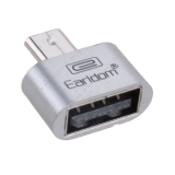 Переходник микро USB - USB(f) Earldom ET-OT01, плоский, металл, OTG, цвет: серебряный