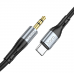 Кабель AUX, Jack 3,5mm(m) - Type-C(m) HOCO UPA22, 1.0м, цвет: черный