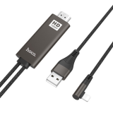 Кабель HDMI - 8 pin HOCO UA14, 2.0м, круглый, силикон, цвет: чёрный