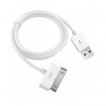 Кабель USB для Apple 30 pin, 1.2м, круглый, 1.4A, с силиконовым покрытием, цвет: белый, в техпаке