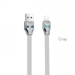 Кабель USB - 8 pin HOCO U14 Steel man, 1.2м, плоский, 2.4A, силикон, цвет: серый