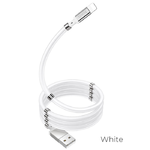 Кабель USB - 8 pin HOCO U91, 1.0м, круглый, 2.4A, силикон, магнитные соединения, цвет: белый