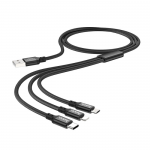 Кабель USB - 8 pin, Type-C, микро USB HOCO X14 Times speed, 1.0м, 2.4A, цвет: чёрный