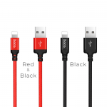 Кабель USB - 8 pin HOCO X14 Times speed, 1.0м, круглый, 2.4A, ткань, цвет: красный