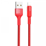 Кабель USB для Apple 8 pin HOCO X26 Xpress, 1.0м, круглый, 2.1A, ткань, цвет: красный