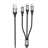 Кабель USB - 8 pin, Type-C, микро USB HOCO X102 Fresh, 1.0м, 2.4A, цвет: чёрный