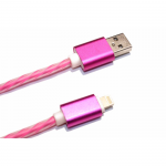 USB Кабель Lightning прозрачная изоляция 1 метр (розовый)