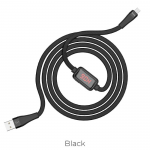 Кабель USB - микро USB HOCO S4, 1.2м, плоский, 2.4A, силикон, дисплей, цвет: чёрный