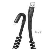 Кабель USB - микро USB HOCO U78 Cotton, 1.2м, плоский, 2.4A, силикон, медь, эластичный, цвет: чёрный