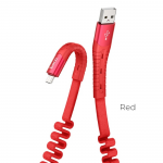 Кабель USB - микро USB HOCO U78 Cotton, 1.2м, плоский, 2.4A, силикон, медь, эластичный, цвет: красны