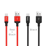 Кабель USB - микро USB HOCO X14 Times speed, 1.0м, круглый, 2.0A, ткань, цвет: чёрный
