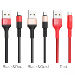 Кабель USB - микро USB HOCO X26 Xpress, 1.0м, круглый, 2.1A, ткань, цвет: красный