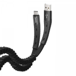 Кабель USB - Type-C HOCO U78 Cotton, 1.2м, плоский, 2.4A, силикон, медь, эластичный, цвет: чёрный