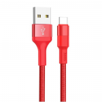 Кабель USB - 8 pin HOCO X26 Xpress, 1.0м, круглый, 2.4A, ткань, цвет: красный