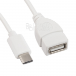 USB OTG адаптер на разъем USB Туре-С на USB ПВХ провод (белый/европакет)
