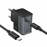 Блок питания 1 Type-C HOCO CS72A, Star speed, 30Вт, кабель Type-C 1.0м 60W, цвет: чёрный