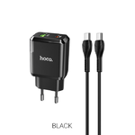 Сетевое зарядное устройство USB + кабель Type-C HOCO N5 PD20W + QC 3.0, цвет: черный