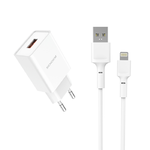 Сетевое зарядное устройство USB + кабель Lightning SENDEM OG02 5В, 3100mA, цвет: белый