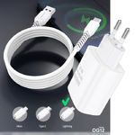Сетевое зарядное устройство USB + кабель Lightning SENDEM OG12 QC3.0, 5000mA, цвет: белый