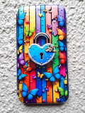 Чехол-книга Fashion Case для Huawei Honor 30i, красочный принт, замок и бабочки, синий