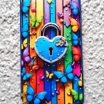 Чехол-книга Fashion Case для Huawei Honor 30i, красочный принт, замок и бабочки, синий