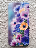 Чехол-книга Fashion Case для Huawei Honor X6/X8, принт, желтые и сиреневые цветочки, синий