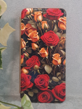 Чехол-книга Fashion Case для Huawei Honor X7C, красочный принт, красные и желтые розы, золотой