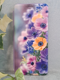 Чехол-книга Fashion Case для Huawei Honor X7C, принт, желтые и сиреневые цветочки, светло-фиолетовый