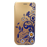 Чехол-книга Fashion Case для Huawei Honor X8A, красочный принт, синий узор, золотой