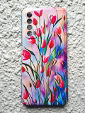 Силиконовый чехол для Huawei P SMART 2021, красочный принт, рисунок тюльпаны, темно-синий