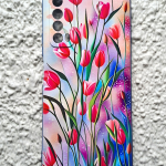 Силиконовый чехол для Huawei P SMART 2021, красочный принт, рисунок тюльпаны, темно-синий