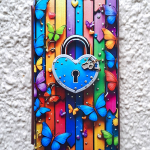 Чехол-книга Fashion Case для Huawei P SMART Z, красочный принт, замок и бабочки, бордовый