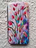 Чехол-книга Fashion Case для Huawei P40 Lite E, красочный принт, рисунок тюльпаны, серый