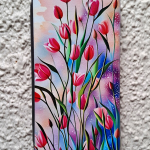 Чехол-книга Fashion Case для Huawei P40 Lite E, красочный принт, рисунок тюльпаны, серый