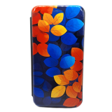 Чехол-книга Fashion Case для Huawei Y5 2018, красочный принт, синие и оранжевые листья, черный