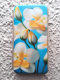 Чехол-книга Fashion Case для Huawei Y6 2018, красочный принт, бело-желтые цветы на голубом, золотой