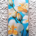 Чехол-книга Fashion Case для Huawei Y6 2018, красочный принт, бело-желтые цветы на голубом, золотой