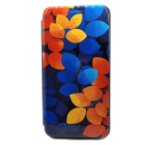 Чехол-книга Fashion Case для Huawei Y6 2018, красочный принт, синие и оранжевые листья, черный