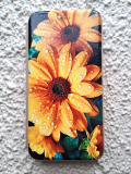 Чехол-книга Fashion Case для Huawei Y6 2018, красочный принт, желтые цветы, золотой