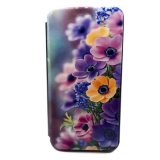 Чехол-книга Fashion Case для Huawei Y6 2018, красочный принт, желтые и сиреневые цветочки, черный