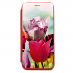 Чехол-книга Fashion Case для Huawei Honor 9X, красочный принт, два тюльпана, красный