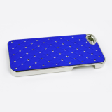 Защитная крышка для iPhone 5/5s/SE ромб со стразами (хром/синяя)
