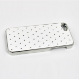 Защитная крышка для iPhone 5/5s/SE ромб со стразами (хром/белая)