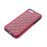 Силиконовый чехол для Iphone 6/6S Тканевые ромбики с металлическими точками, красный