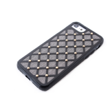 Силиконовый чехол для Iphone 6/6S Тканевые ромбики с металлическими точками, черный