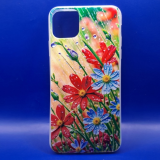 Силиконовый чехол для iPhone 11 Pro Max, красочный принт, красные и синие цветочки под дождем