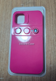 Силиконовый чехол для iPhone 11, с клеющимся ободком на камеру, однотонный, розовый